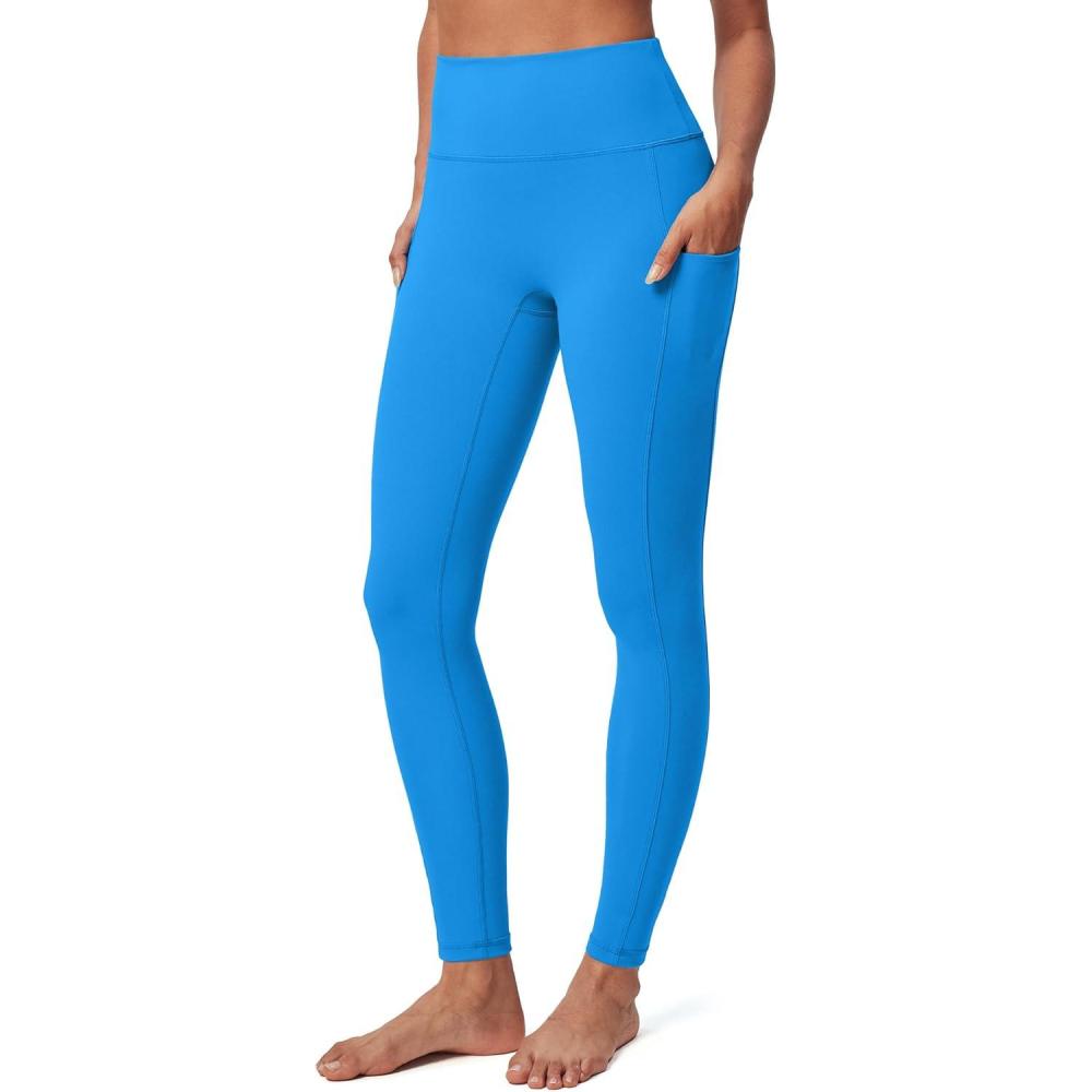imageIUGA Compression Leggings for Women Tummy Control No Front Seam Leggings with Pockets High Waisted Workout Yoga PantsAzure