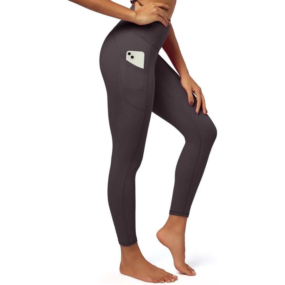imageIUGA Fleece Lined Leggings Women Thermal Leggings for Women Winter Warm Tights High Waisted Hiking Yoga Pants with PocketsCoffee