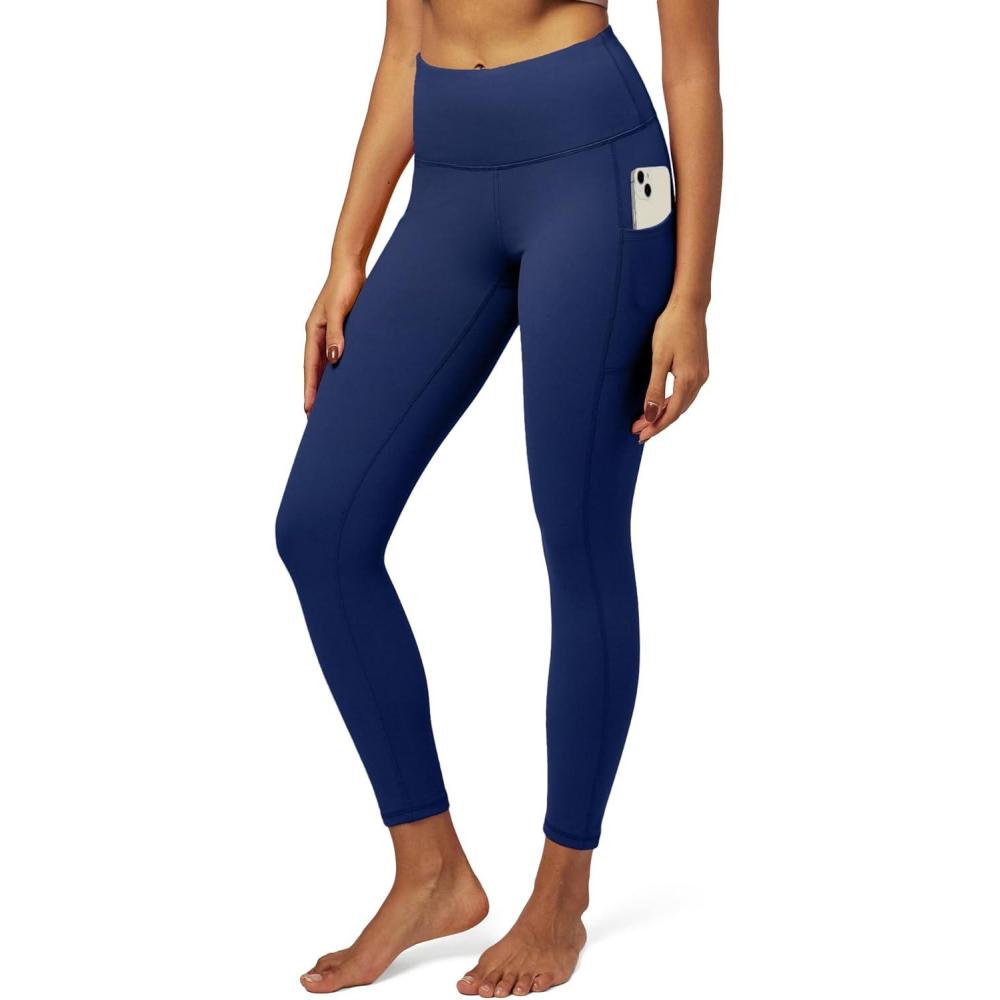 imageIUGA High Waist Yoga Pants with Pockets Leggings for Women Tummy Control Workout Leggings for Women 4 Way StretchDark Blue