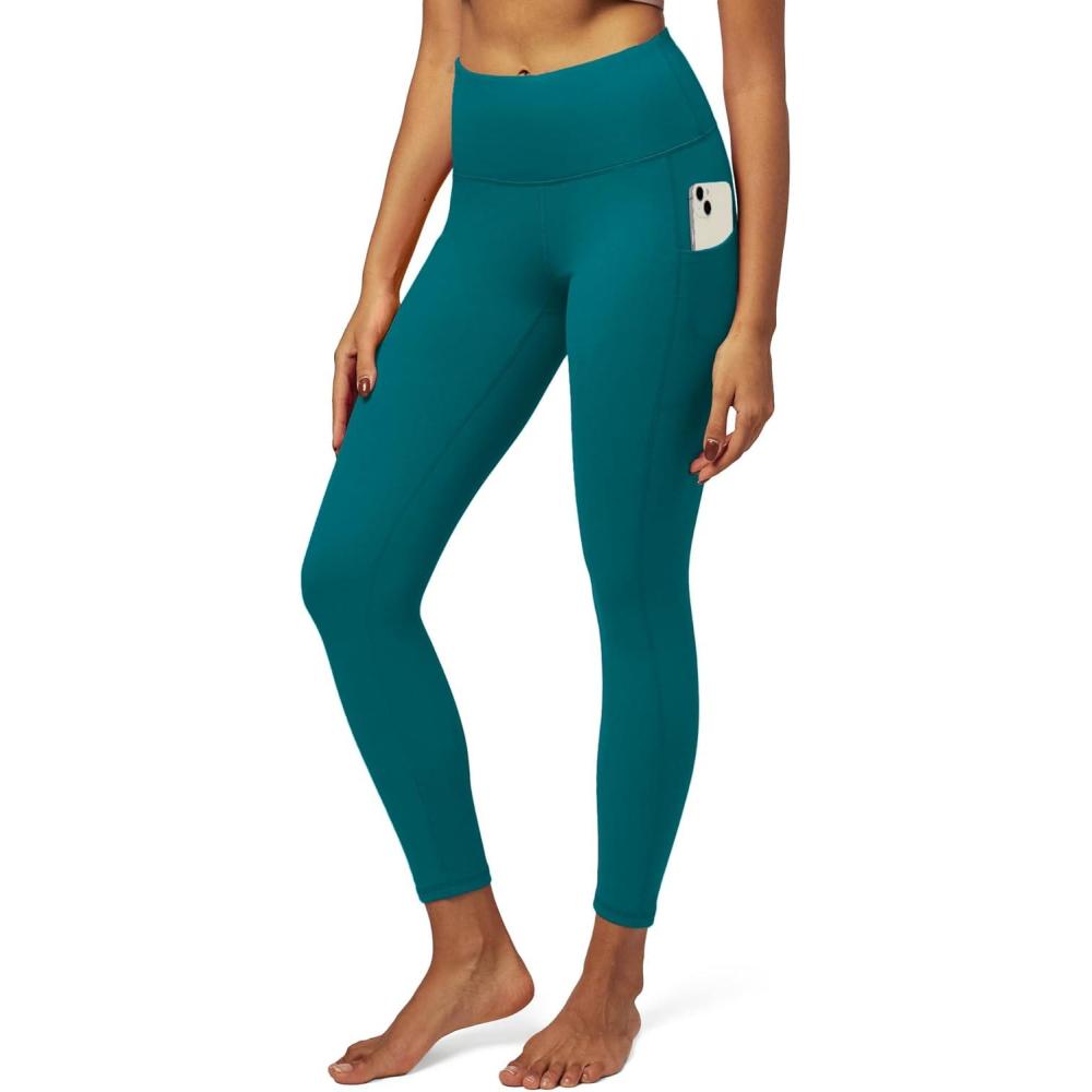 imageIUGA High Waist Yoga Pants with Pockets Leggings for Women Tummy Control Workout Leggings for Women 4 Way StretchDark Teal