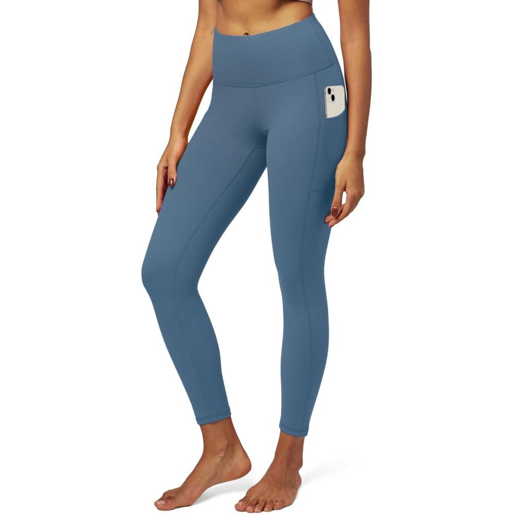imageIUGA High Waist Yoga Pants with Pockets Leggings for Women Tummy Control Workout Leggings for Women 4 Way StretchMist Green