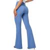 IUGA Bell Bottom Jeans for Women High Waisted Stretchy Pull On Flare Jeans Wide Leg Leggings Tummy Control Flare Pants(Baby Blue)