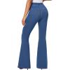 IUGA Bell Bottom Jeans for Women High Waisted Stretchy Pull On Flare Jeans Wide Leg Leggings Tummy Control Flare Pants(Light Blue)