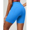 IUGA Biker Shorts Women 6″ Tummy Control Workout Shorts Women with Pockets High Waisted Yoga Running Gym Spandex Compression(Azure)