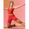 IUGA Biker Shorts Women 6″ Tummy Control Workout Shorts Women with Pockets High Waisted Yoga Running Gym Spandex Compression(Bright Red)