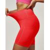 IUGA Biker Shorts Women 6″ Tummy Control Workout Shorts Women with Pockets High Waisted Yoga Running Gym Spandex Compression(Bright Red)