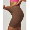 IUGA Biker Shorts Women 6″ Tummy Control Workout Shorts Women with Pockets High Waisted Yoga Running Gym Spandex Compression(Brownie)