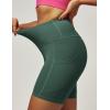 IUGA Biker Shorts Women 6″ Tummy Control Workout Shorts Women with Pockets High Waisted Yoga Running Gym Spandex Compression(Dark Green)