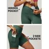 IUGA Biker Shorts Women 6″ Tummy Control Workout Shorts Women with Pockets High Waisted Yoga Running Gym Spandex Compression(Dark Green)