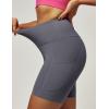 IUGA Biker Shorts Women 6″ Tummy Control Workout Shorts Women with Pockets High Waisted Yoga Running Gym Spandex Compression(Gray)