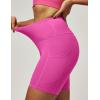 IUGA Biker Shorts Women 6″ Tummy Control Workout Shorts Women with Pockets High Waisted Yoga Running Gym Spandex Compression(Hot Pink)