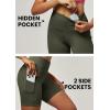 IUGA Biker Shorts Women 6″ Tummy Control Workout Shorts Women with Pockets High Waisted Yoga Running Gym Spandex Compression(Moss Green)