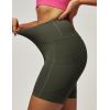 IUGA Biker Shorts Women 6″ Tummy Control Workout Shorts Women with Pockets High Waisted Yoga Running Gym Spandex Compression(Moss Green)