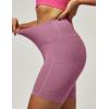 IUGA Biker Shorts Women 6″ Tummy Control Workout Shorts Women with Pockets High Waisted Yoga Running Gym Spandex Compression(Pale Red Violet)