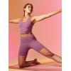 IUGA Biker Shorts Women 6″ Tummy Control Workout Shorts Women with Pockets High Waisted Yoga Running Gym Spandex Compression(Pale Red Violet)