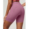 IUGA Biker Shorts Women 6″ Tummy Control Workout Shorts Women with Pockets High Waisted Yoga Running Gym Spandex Compression(Pale Red Violet)