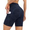 IUGA Biker Shorts Women 6″ Tummy Control Workout Shorts Women with Pockets High Waisted Yoga Running Gym Spandex Compression(Space Dye Navy)