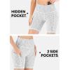 IUGA Biker Shorts Women 6″ Tummy Control Workout Shorts Women with Pockets High Waisted Yoga Running Gym Spandex Compression(Space Dye White)