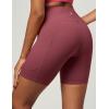 IUGA Biker Shorts Women 6″ Tummy Control Workout Shorts Women with Pockets High Waisted Yoga Running Gym Spandex Compression(Wine)