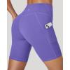 IUGA Biker Shorts Women Tummy Control 8″ Workout Gym High Waisted Running Yoga Compression Spandex Shorts Women with Pockets(Lavender)