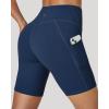 IUGA Biker Shorts Women Tummy Control 8″ Workout Gym High Waisted Running Yoga Compression Spandex Shorts Women with Pockets(Navy Blue)