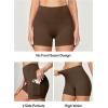 IUGA Biker Shorts Women with Pockets No Front Seam 4″ Yoga Spandex Shorts Women Workout Running High Waisted Tummy Control(Brown)
