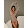 IUGA Bodysuits for Women Tummy Control Body Suits for Womens Compression Slimming Thong Bodysuit V Neck(Black)
