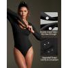 IUGA Bodysuits for Women Tummy Control Body Suits for Womens Compression Slimming Thong Bodysuit V Neck(Black)