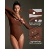 IUGA Bodysuits for Women Tummy Control Body Suits for Womens Compression Slimming Thong Bodysuit V Neck(Brownie)