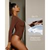 IUGA Bodysuits for Women Tummy Control Body Suits for Womens Compression Slimming Thong Bodysuit V Neck(Brownie)