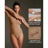 IUGA Bodysuits for Women Tummy Control Body Suits for Womens Compression Slimming Thong Bodysuit V Neck(Latte)