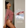 IUGA Bodysuits for Women Tummy Control Body Suits for Womens Compression Slimming Thong Bodysuit V Neck(Merlot)