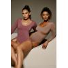 IUGA Bodysuits for Women Tummy Control Body Suits for Womens Compression Slimming Thong Bodysuit V Neck(Merlot)