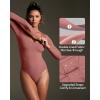 IUGA Bodysuits for Women Tummy Control Body Suits for Womens Compression Slimming Thong Bodysuit V Neck(Merlot)