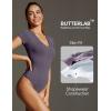 IUGA Bodysuits for Women Tummy Control Body Suits for Womens Compression Slimming Thong Bodysuit V Neck(Pastel Violet)