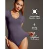 IUGA Bodysuits for Women Tummy Control Body Suits for Womens Compression Slimming Thong Bodysuit V Neck(Pastel Violet)