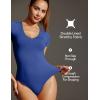 IUGA Bodysuits for Women Tummy Control Body Suits for Womens Compression Slimming Thong Bodysuit V Neck(Sapphire)