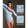 IUGA Bodysuits for Women Tummy Control Body Suits for Womens Compression Slimming Thong Bodysuit V Neck(Soft Blue)