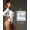 IUGA Bodysuits for Women Tummy Control Body Suits for Womens Compression Slimming Thong Bodysuit V Neck(White)