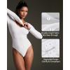 IUGA Bodysuits for Women Tummy Control Body Suits for Womens Compression Slimming Thong Bodysuit V Neck(White)