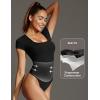 IUGA Bodysuits for Women Tummy Control Short Sleeve Square Neck Bodysuit Women’s Slimming Basic Body Suit Tops(Black)