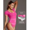 IUGA Bodysuits for Women Tummy Control Short Sleeve Square Neck Bodysuit Women’s Slimming Basic Body Suit Tops(Crush)