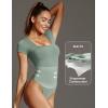 IUGA Bodysuits for Women Tummy Control Short Sleeve Square Neck Bodysuit Women’s Slimming Basic Body Suit Tops(Sage)