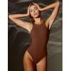 IUGA Bodysuits for Women Tummy Control Sleeveless Bodysuit Racerback Halter Body suits Tank Top(Brownie)
