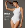 IUGA Bodysuits for Women Tummy Control Sleeveless Bodysuit Racerback Halter Body suits Tank Top(White)