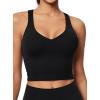 IUGA Buttery Adjustable Workout Tank Tops Woman with Built in Bra Y Back Longline Sports Bra Athletic V-Neck Crop Tops(Black)