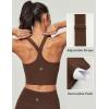 IUGA Buttery Adjustable Workout Tank Tops Woman with Built in Bra Y Back Longline Sports Bra Athletic V-Neck Crop Tops(Brown)