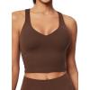 IUGA Buttery Adjustable Workout Tank Tops Woman with Built in Bra Y Back Longline Sports Bra Athletic V-Neck Crop Tops(Brown)