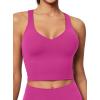 IUGA Buttery Adjustable Workout Tank Tops Woman with Built in Bra Y Back Longline Sports Bra Athletic V-Neck Crop Tops(Hot Pink)