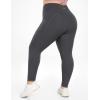 IUGA Buttery Soft Plus Size Leggings for Women No Front Seam Leggings with Pockets for Women Tummy Control Yoga Pants 3X 4X(Dark Grey)